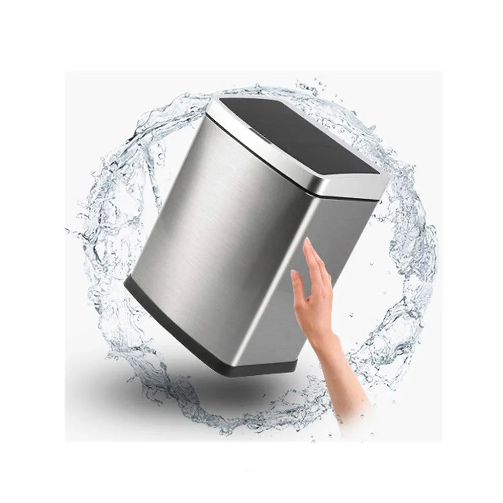 Silver 8L Automatic Sensor Waste Bin - Modern Smart Trash Can with Anti-Odor and Waterproof Design for Home, Kitchen, and Bathroom